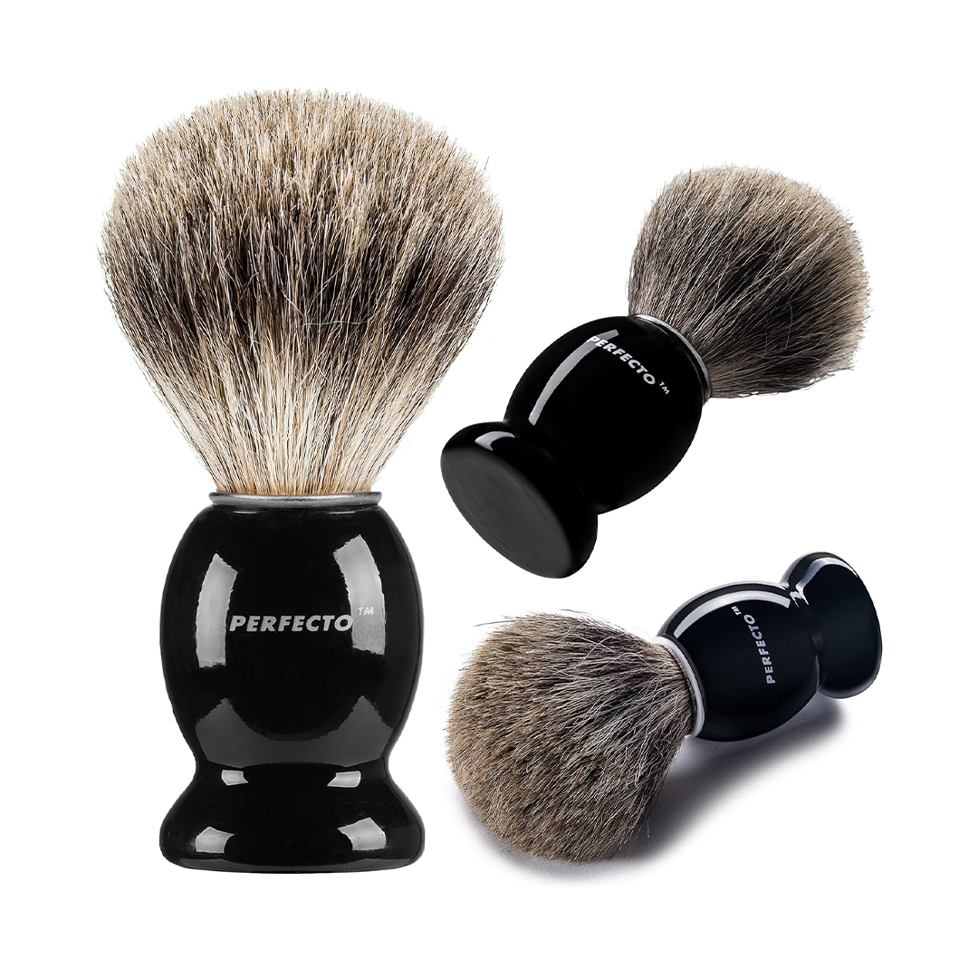 Perfecto 100% Pure Badger Shaving Brush Black Handle, Premium Shave Tool