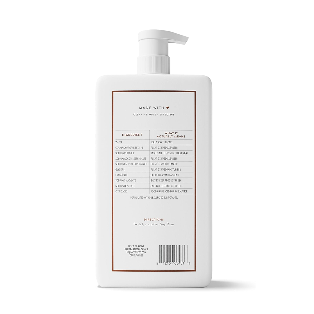 Native Sulfate-Free Body Wash Coconut & Vanilla, 36 oz