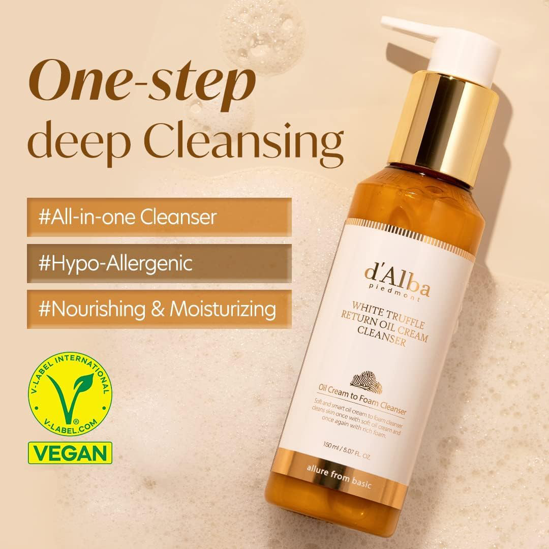 dalba Piedmont White Truffle Oil Cream Cleanser Vegan 1-Step Makeup & Sebum Remover