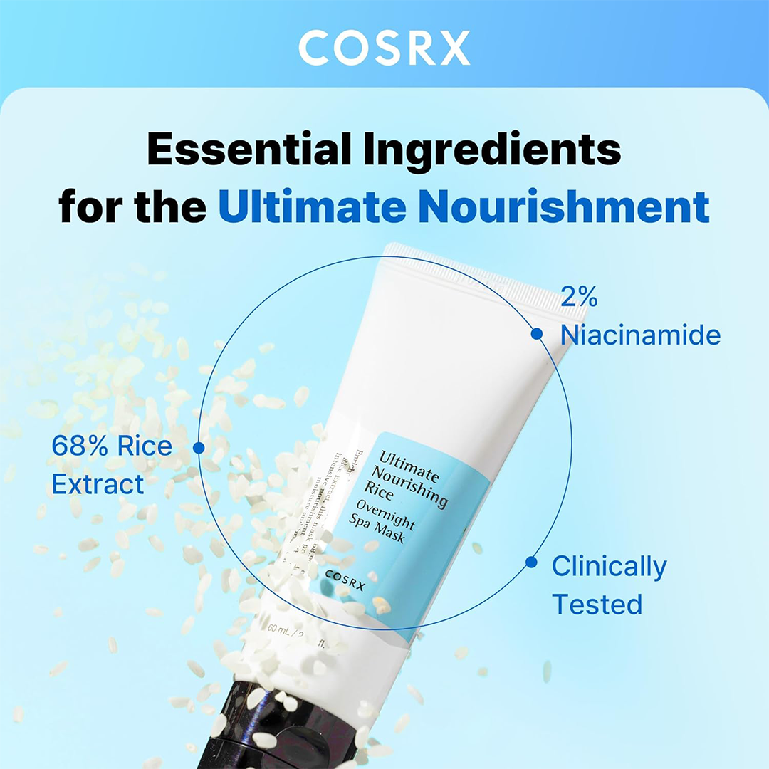 COSRX Rice Overnight Spa Mask Hydrating Niacinamide Sleeping Mask, 60ml