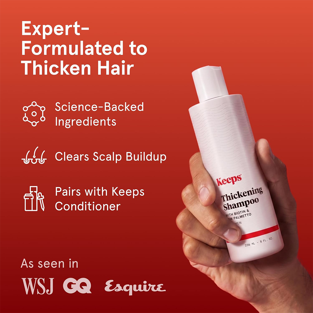 Keeps Mens Hair Loss Shampoo Biotin, DHT Blocker with Saw Palmetto & Caffeine