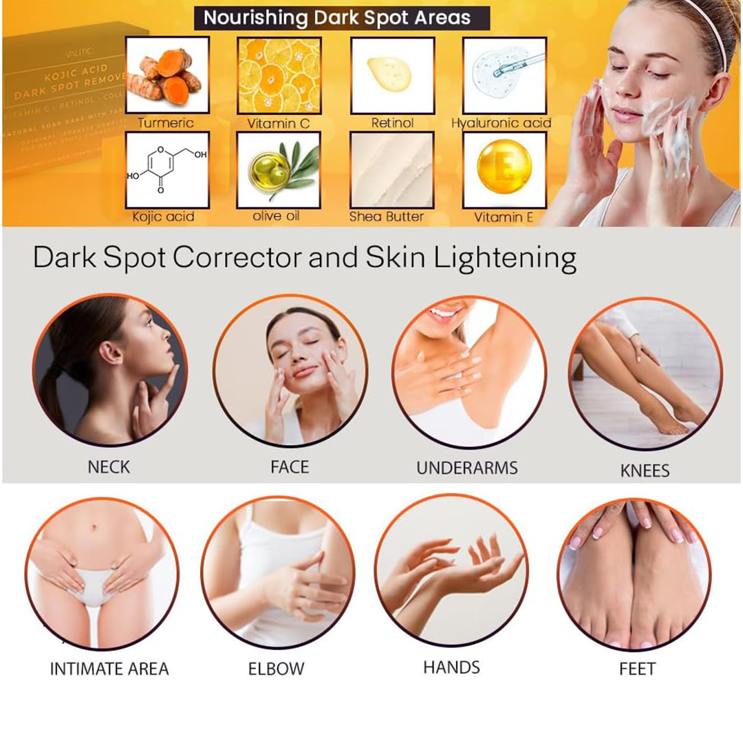Turmeric Kojic Acid Soap Bars for Face and Body 3 Pcs