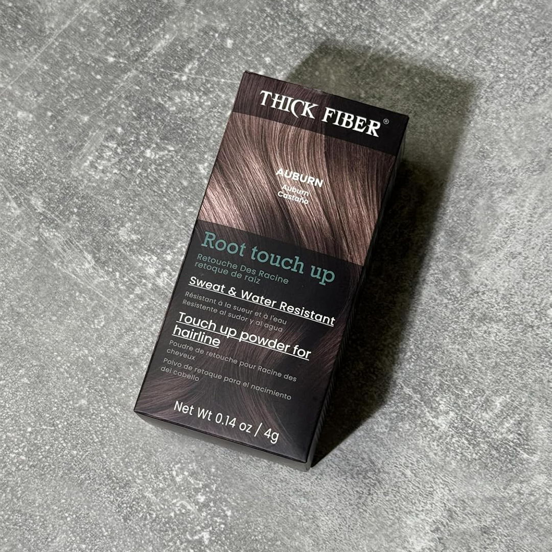THICK FIBER Root Touch Up and Hairline Powder Auburn Grey Root Coverage and Hair Loss Concealer