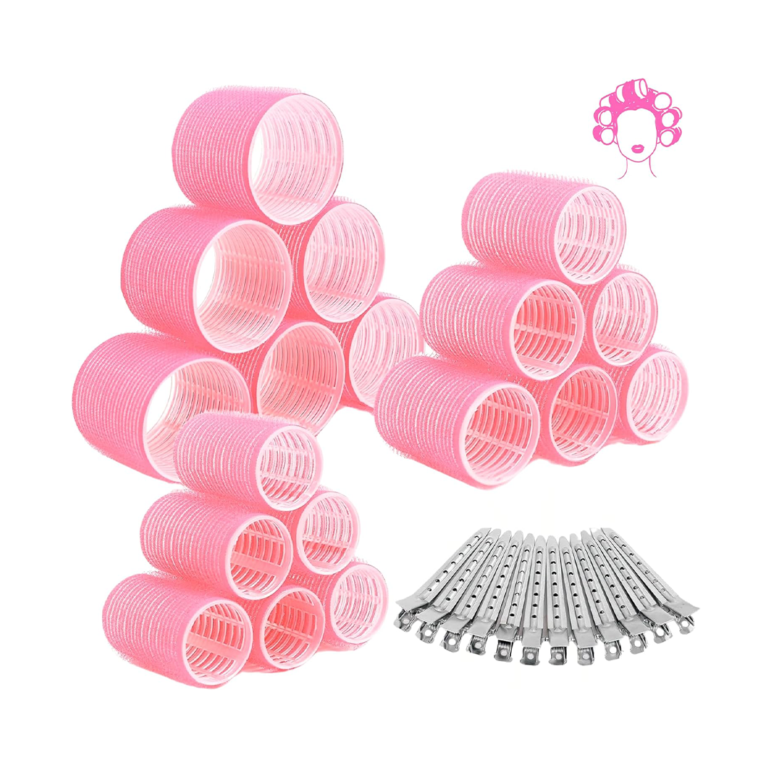 Elaur Thermal Hair Rollers & Clips, Self Holding Hair Curlers with Clips, Medium Rollers for Hair Set,24 PCS
