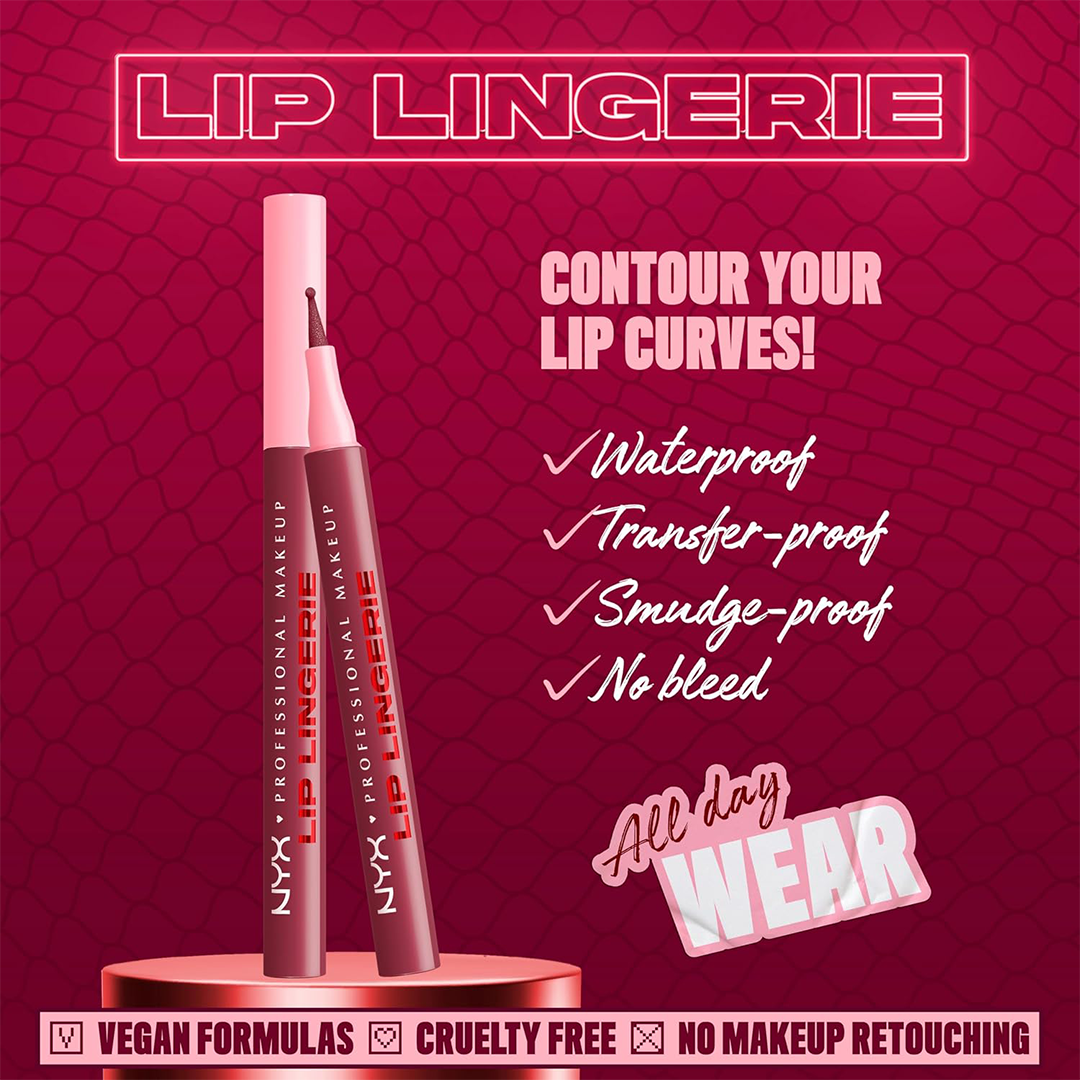 NYX Professional Makeup Lip Lingerie Lip Liner Stain, Seamless All Day Stain, Waterproof, Naughty Nude