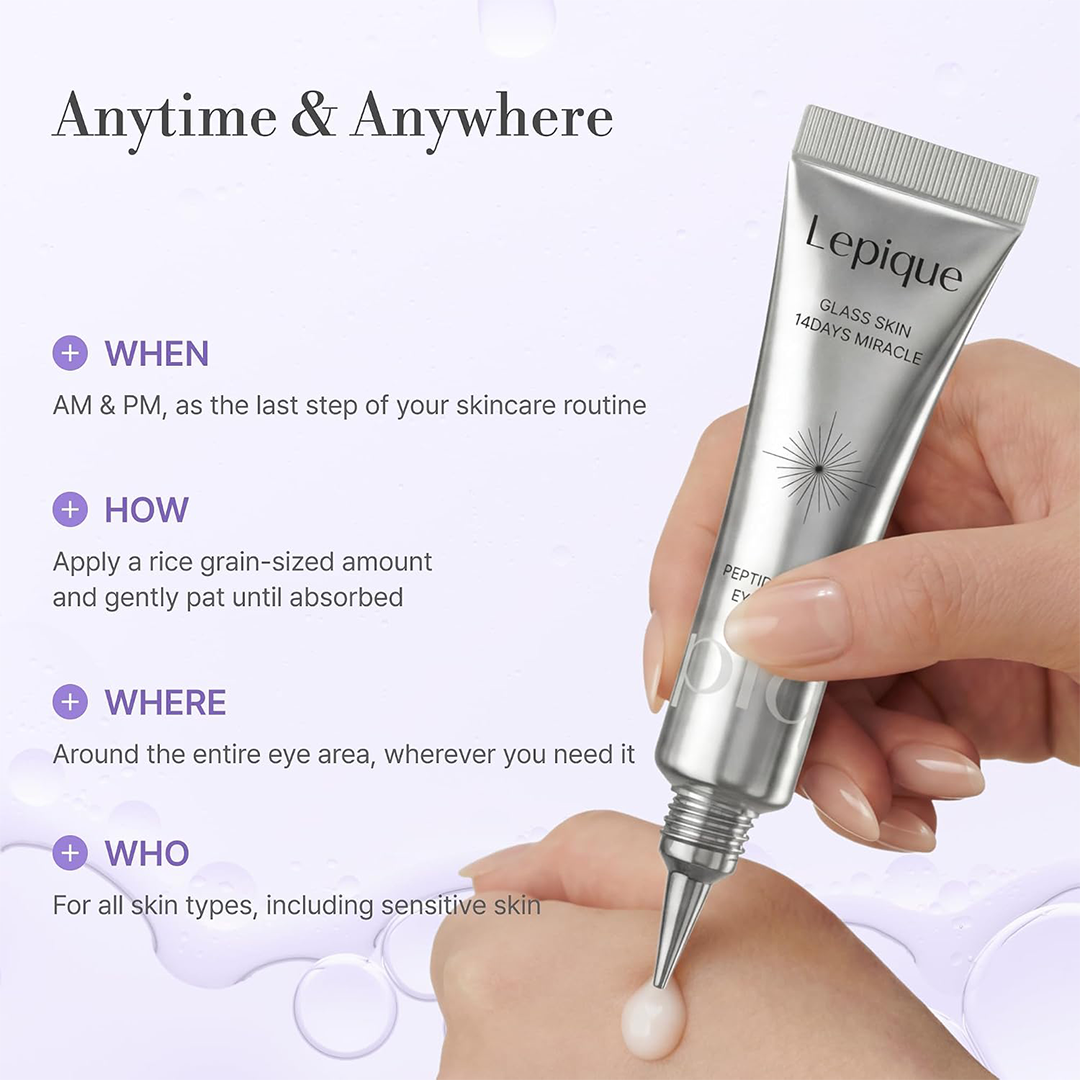 Lepique Peptide Matrix Eye Cream with Matrixyl 3000 Multi Peptides and Ginseng for Wrinkles Dark Circles Puffiness and Crow Feet 15ml