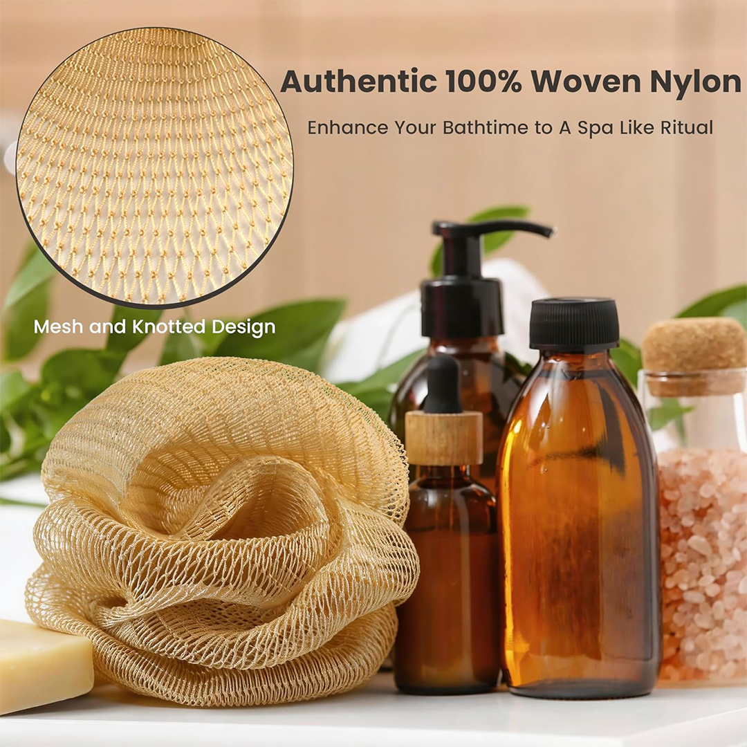 Adeton African Net Sponge Exfoliating Bath Wash Cloth Long Body Scrubber for Shower Bath Back Foot and Scalp Cleaning