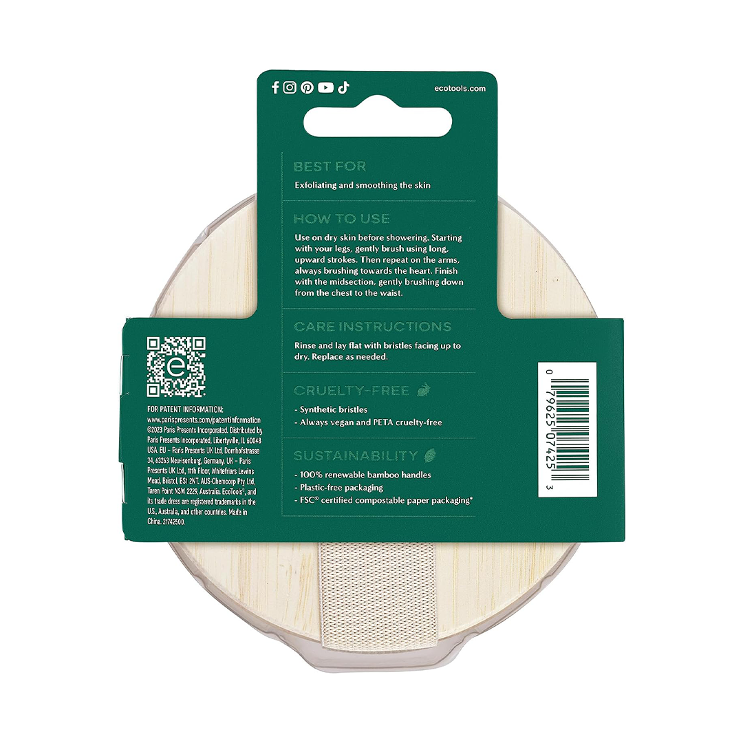 EcoTools Dry Body Brush, For Post Shower & Bath Skincare Routine, Removes Dirt & Promotes Blood Circulation, Helps Reduce Appearance of Cell