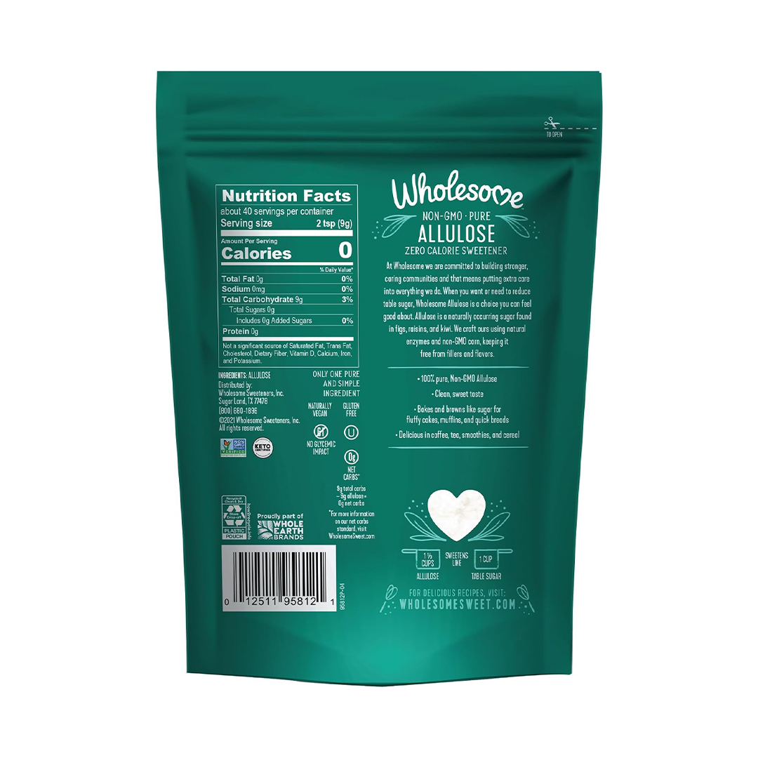Wholesome Sweeteners Allulose Zero Calorie Sweetener Non GMO Keto Friendly 340g
