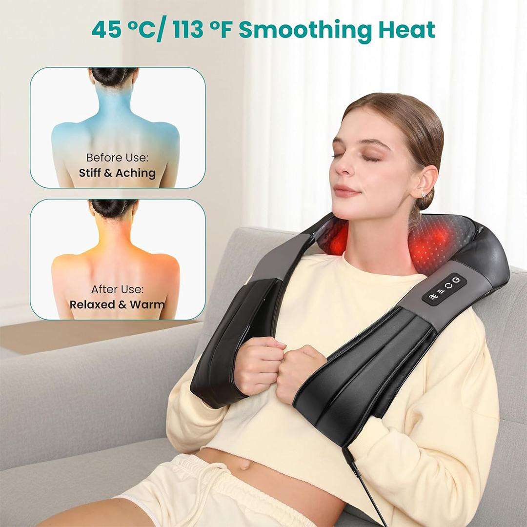 Nekteck Shiatsu Neck & Shoulder Massager with Soothing Heat