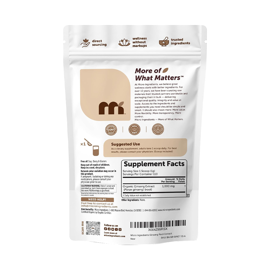 Organic Panax Ginseng Concentrate Powder (200:1) 4 oz