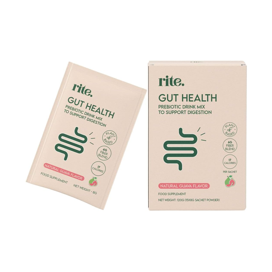 Gut Health Prebiotic Fibre Drink mix | Support Digestion, Gut Health, Weight Management | No added sugar | Vegan | 8g Powder sachets Guava flavor (Pack of 15)