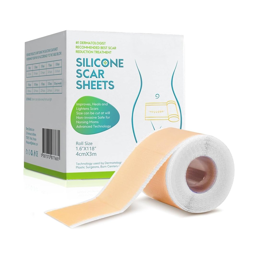 Silicone Scar Sheets (1.6 * 120* Roll-3M), Silicone Scar Tape Roll, Scar Silicone Strips, Reusable, Professional Scar Removal Sheets for C-Section, Surgery, Burn, Keloid, Acne et