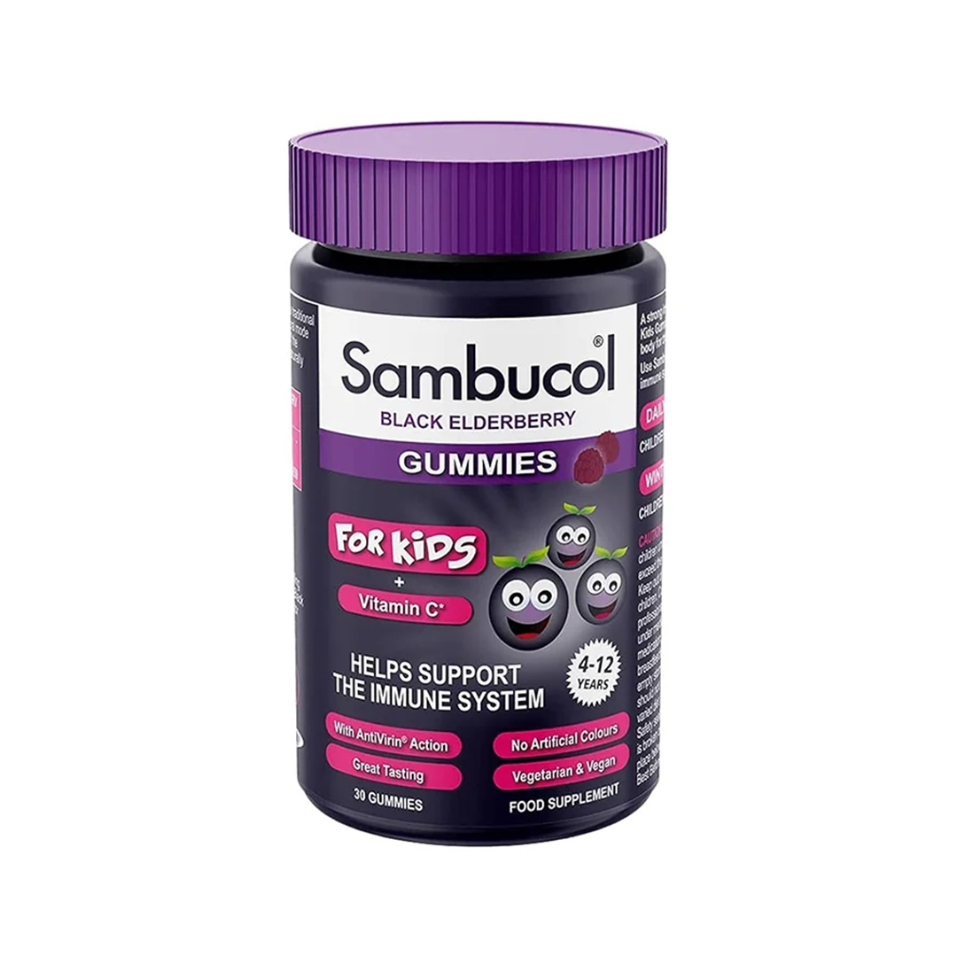 Sambucol Kids Immune Support Gummies with Vitamin C & Black Elderberry - Boosts Immunity & Supports Overall Health - 30 Delicious Gummies