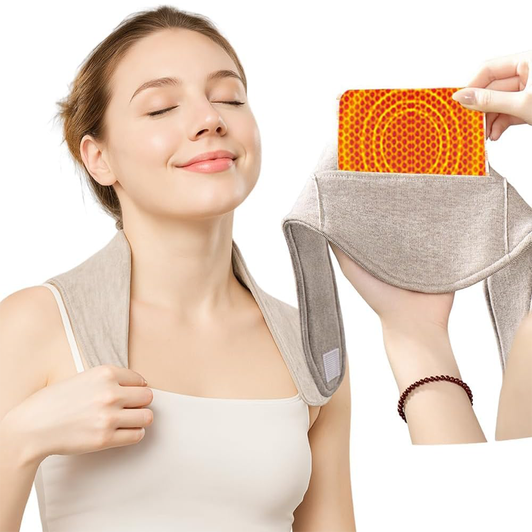 Reusable Neck Warmer Heat Therapy Wrap Pain Relief with Heating Pad Pockets