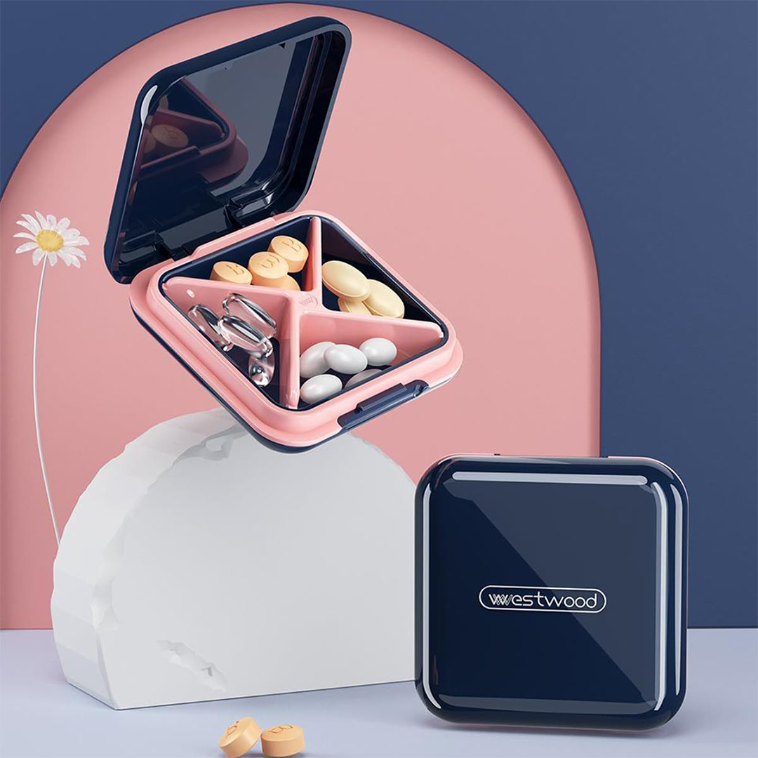 Westwood Portable Pill Organizer with 4 Compartments