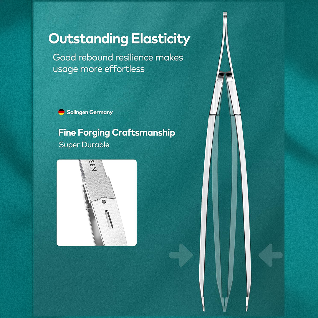 MR.GREEN Professional Precision Tweezers for Eyebrow Facial Hair Removal Stainless Steel Slant Tip Beauty Grooming Tool