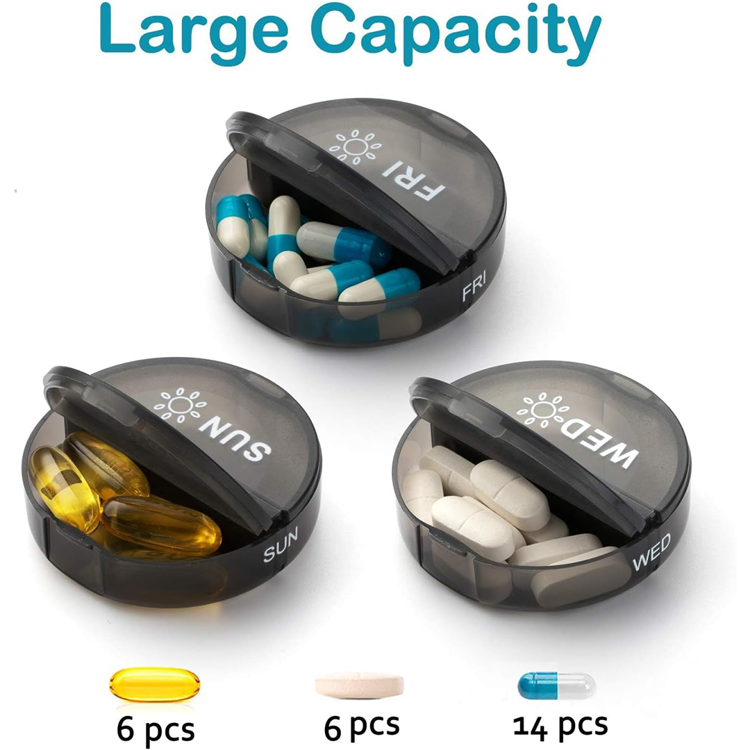 Yaklim Weekly Pill Organizer AM & PM with PU Leather Case | 7 Days