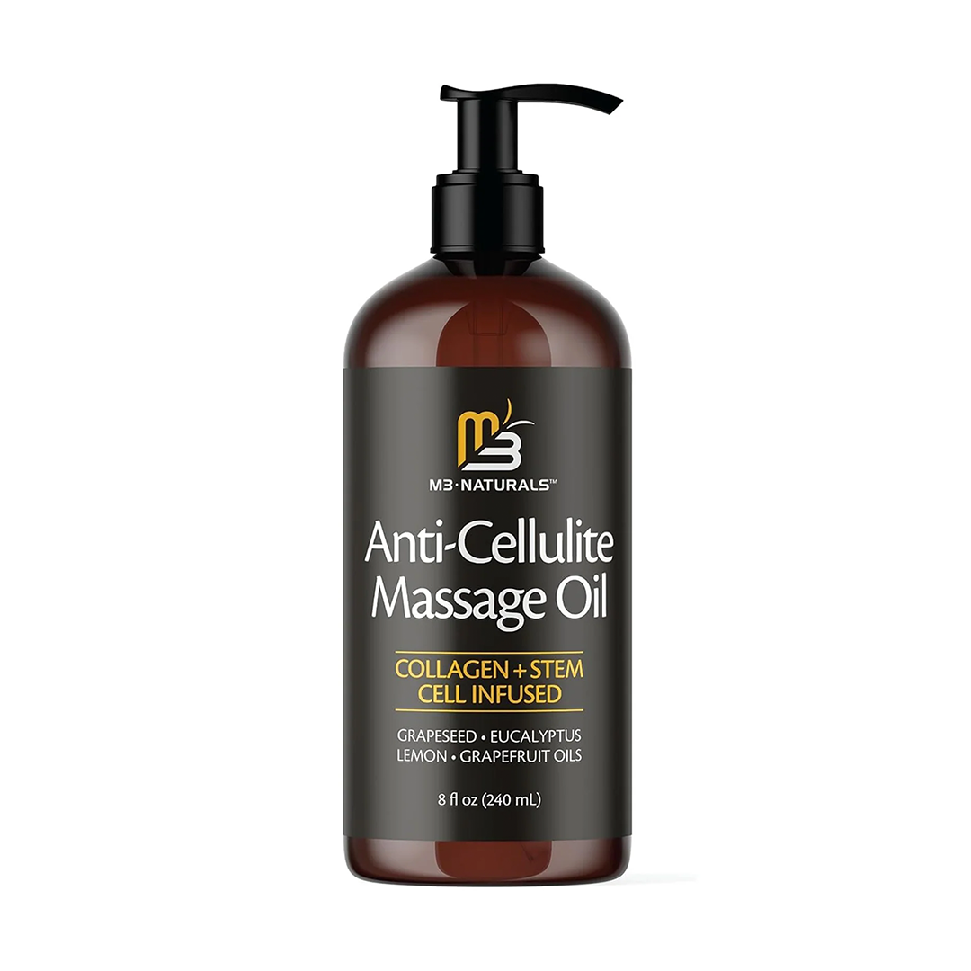 M3 Naturals Anti-Cellulite Massage Oil Collagen &amp; Stem Cell Infused Body Treatment | 8 fl oz (240 ml)