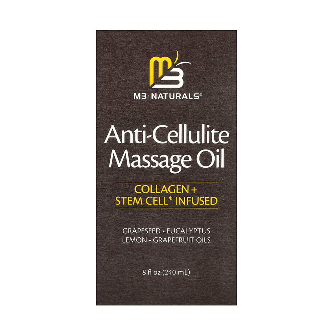 M3 Naturals Anti-Cellulite Massage Oil Collagen &amp; Stem Cell Infused Body Treatment | 8 fl oz (240 ml)