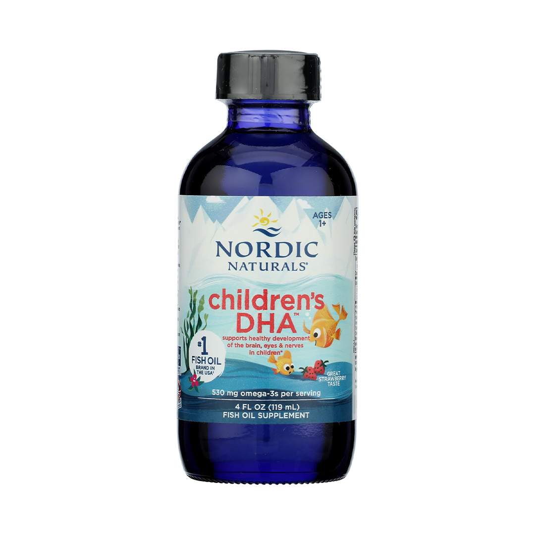 Nordic Naturals Childrens DHA Omega-3 Fish Oil for Kids Brain & Immune Support | Strawberry Flavor | 4 fl oz (119 mL)