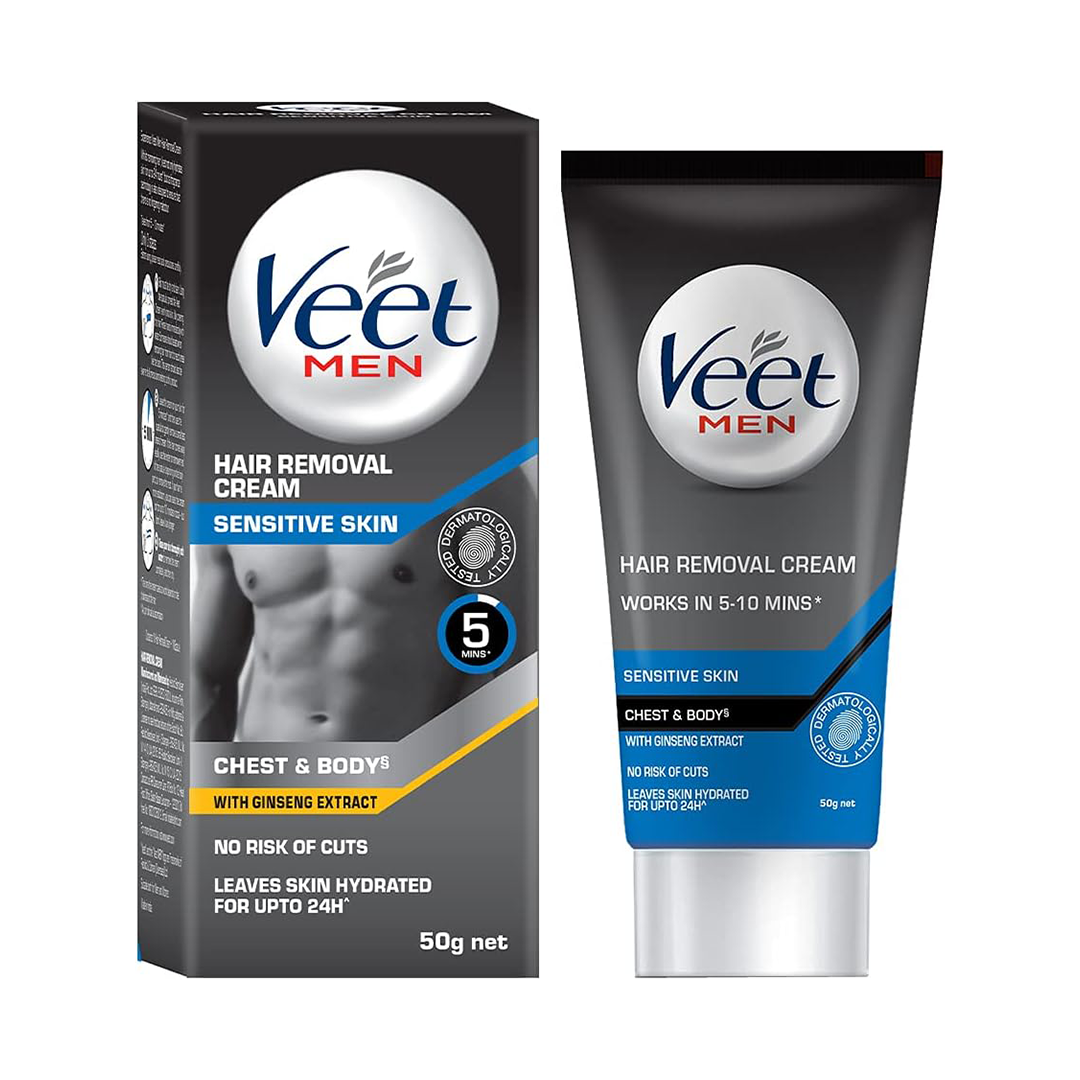 Veet Men Hair Removal Cream Sensitive Skin Formula for Chest & Body | 50 g