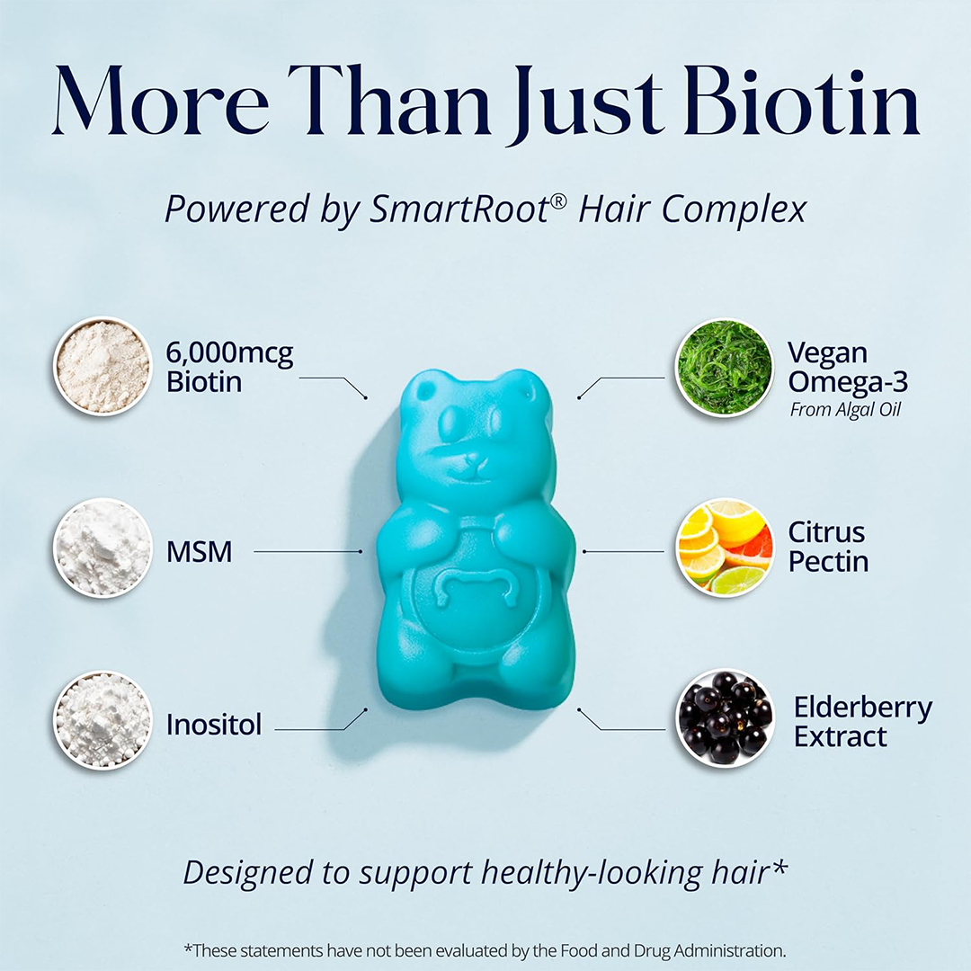 Sugarbear Pro Hair Gummies Vegan Biotin & Vitamins for Hair Growth Support (2 Pack)