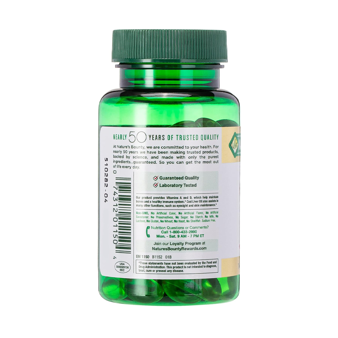 Natures Bounty Omega-3 Cod Liver Oil Heart & Immune Support Supplement