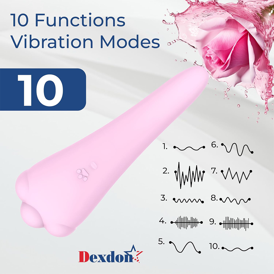 Dexdon Handheld Double Headed Silicone Massager IPX7 Waterproof 10 Vibration Speeds Rechargeable Gift for Men Women