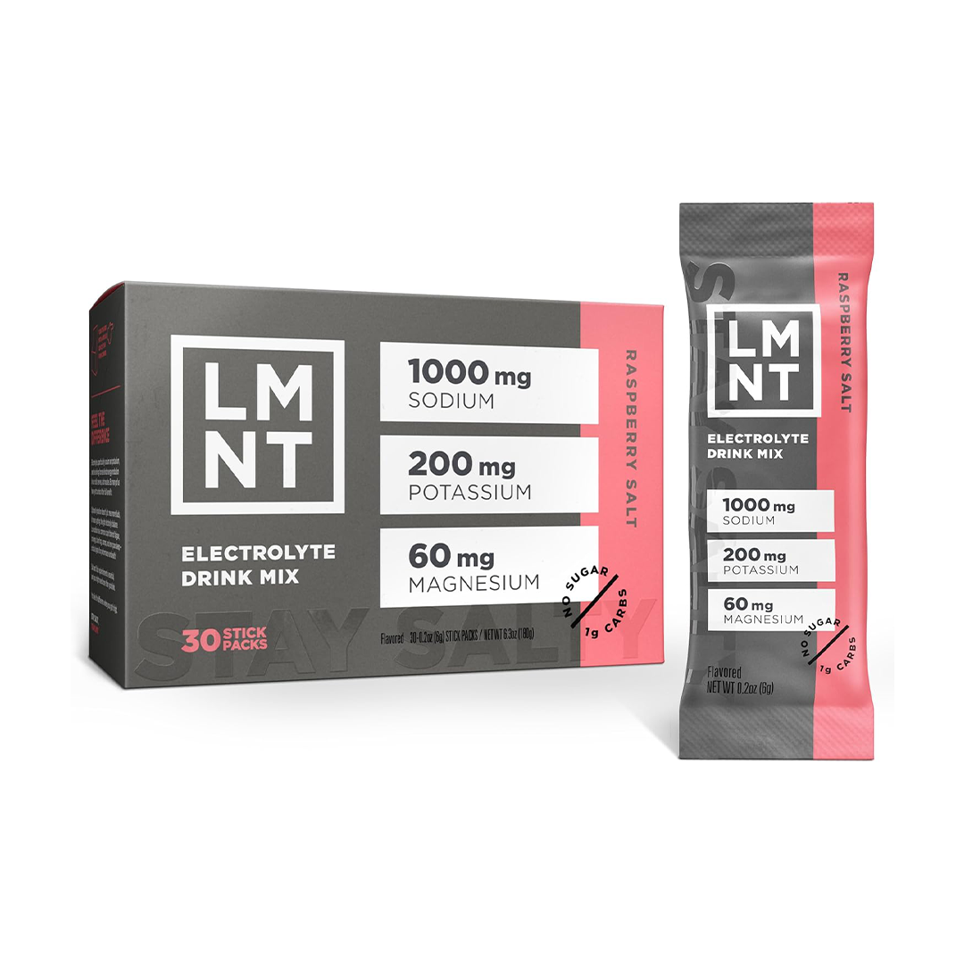 LMNT Keto Electrolyte Powder Packets Sugar-Free Hydration Drink Mix (Raspberry Salt, 30 Packets)