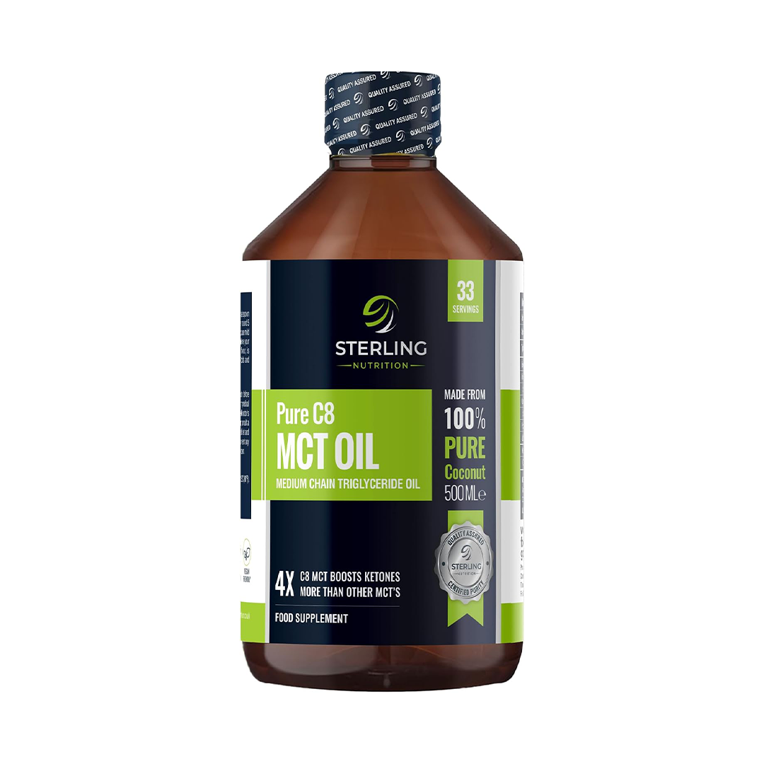 STERLING NUTRITION Premium 99.7% Pure C8 MCT Oil (500ml) The "Ultimate Brain Fuel"