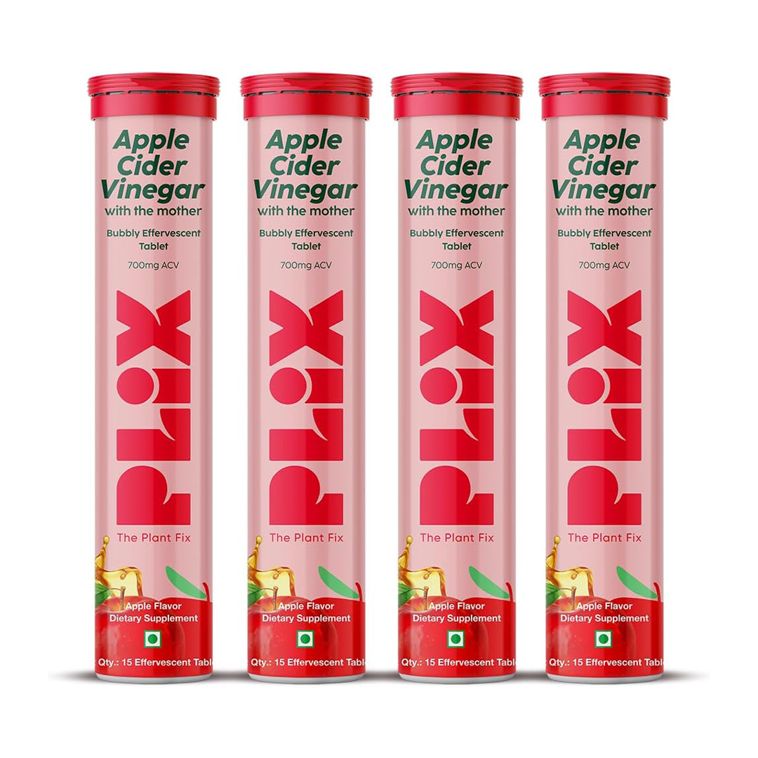 PLIX - THE PLANT FIX Apple Cider Vinegar (Pack of 4) The "Full Month" Gut & Energy Protocol