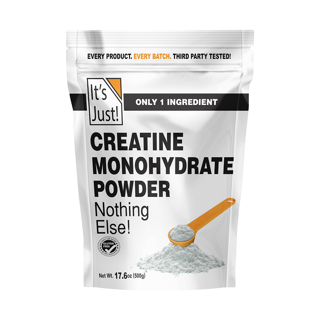 Its Just! Creatine Monohydrate Powder Pure 5g Serving, No Fillers, Lab Tested