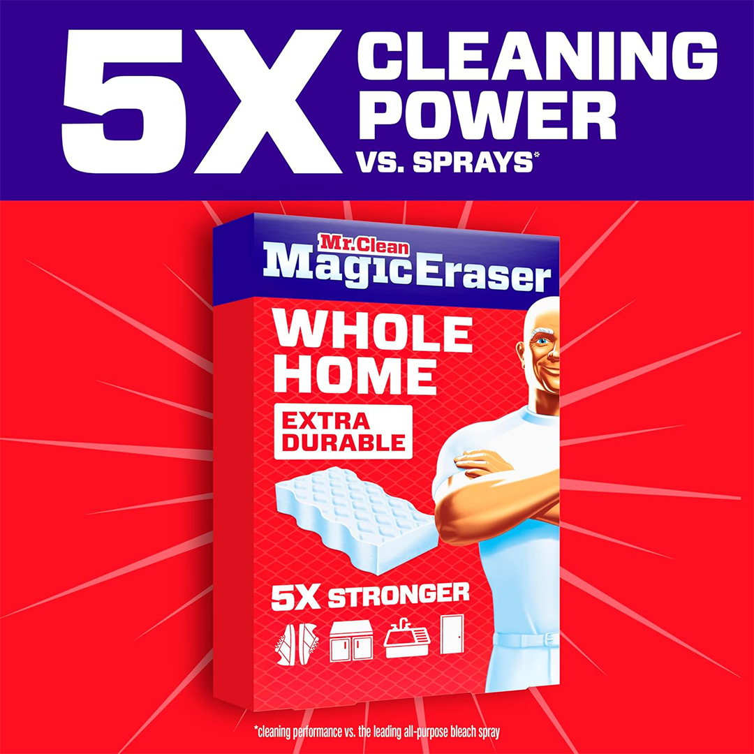 Mr. Clean Magic Eraser All Purpose Cleaning Sponge Melamine Scrubber for Kitchen, Bathroom, Walls & Sneakers