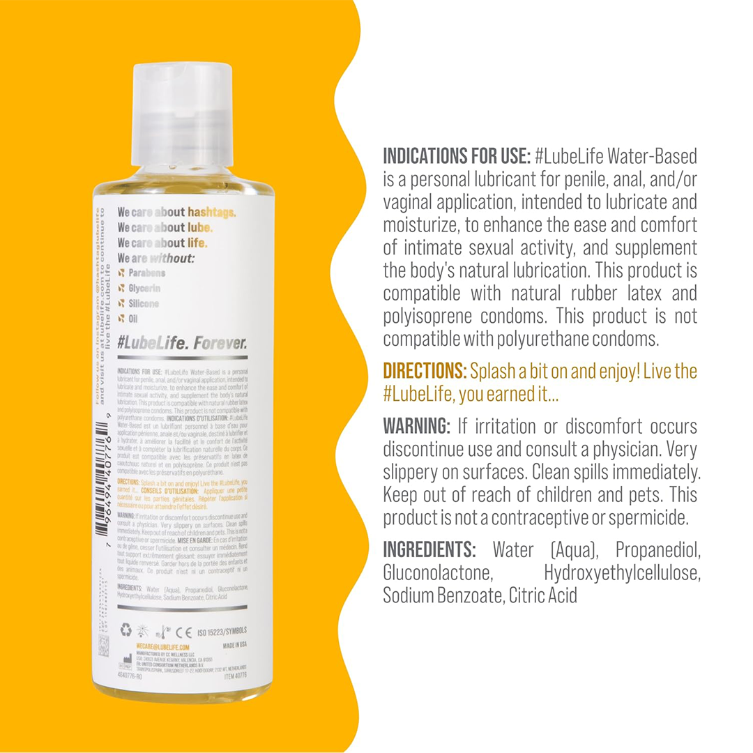 Lube Life Water Based Personal Lubricant 240ml Gentle Body Safe Formula for Men Women and Couples Paraben Glycerin Free