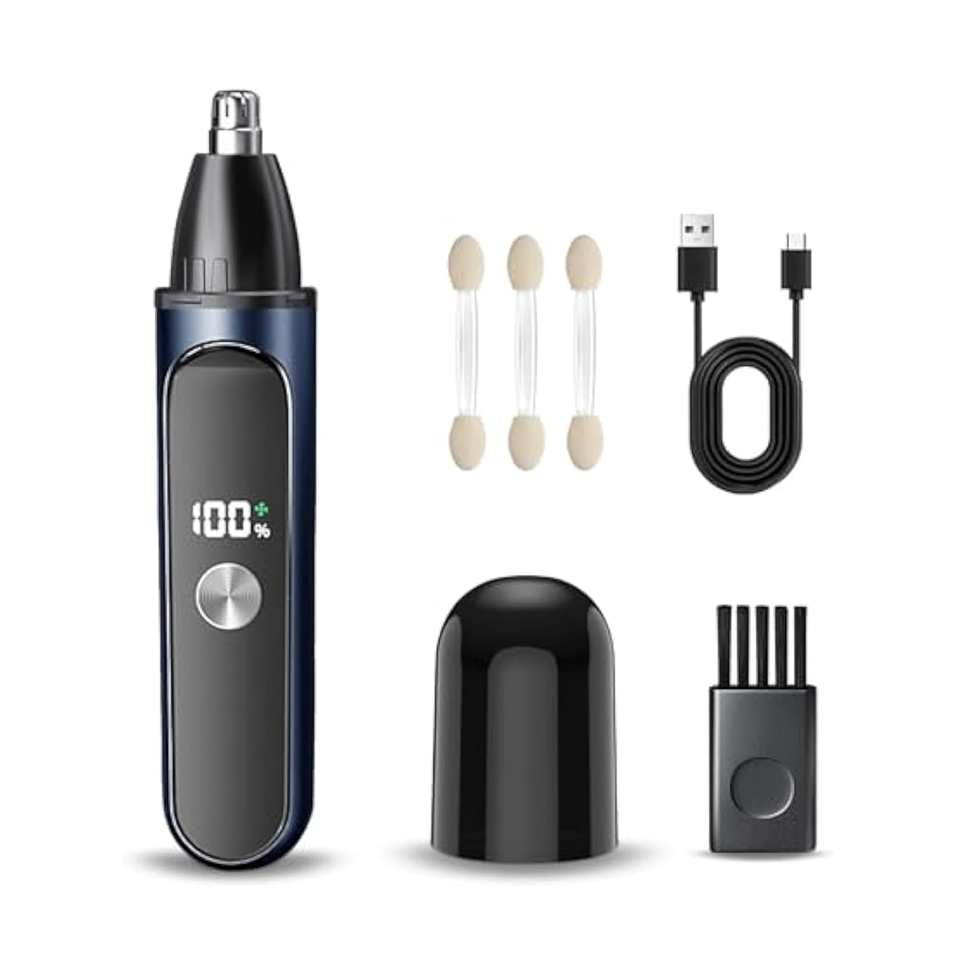 NALACAL Ear & Nose Hair Trimmer Painless Facial Hair Clipper for Eyebrow, Nose & Ear Grooming | USB Rechargeable Dual-Edge Blades for Men & Women