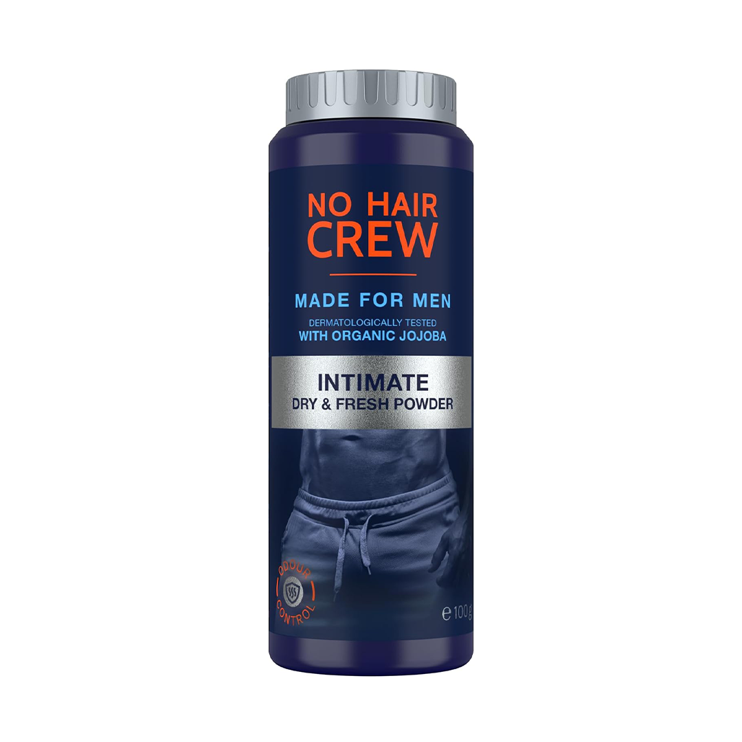NO HAIR CREW Dry & Fresh Intimate Powder Talc-Free Body Powder for Men, 100g