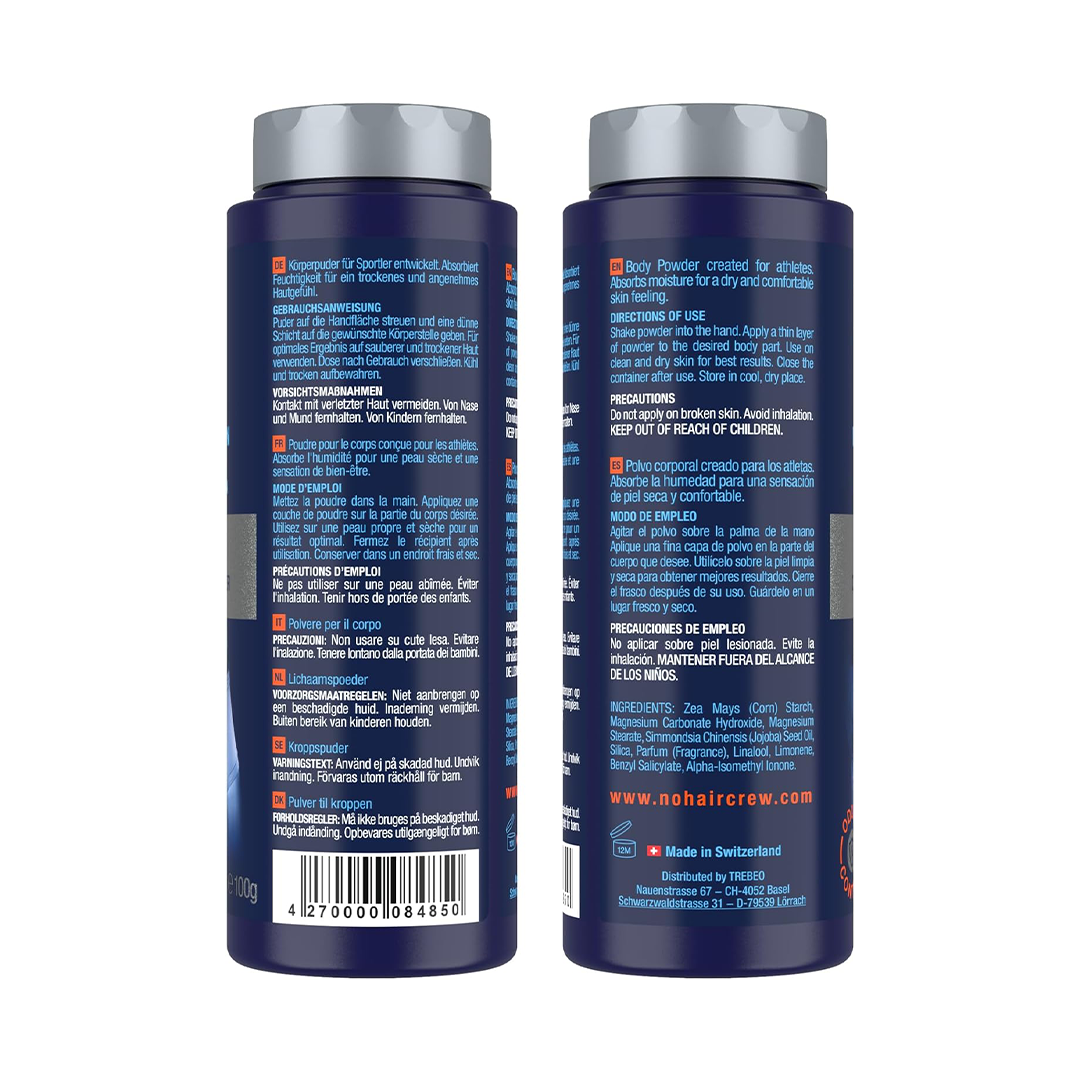NO HAIR CREW Dry & Fresh Intimate Powder Talc-Free Body Powder for Men, 100g