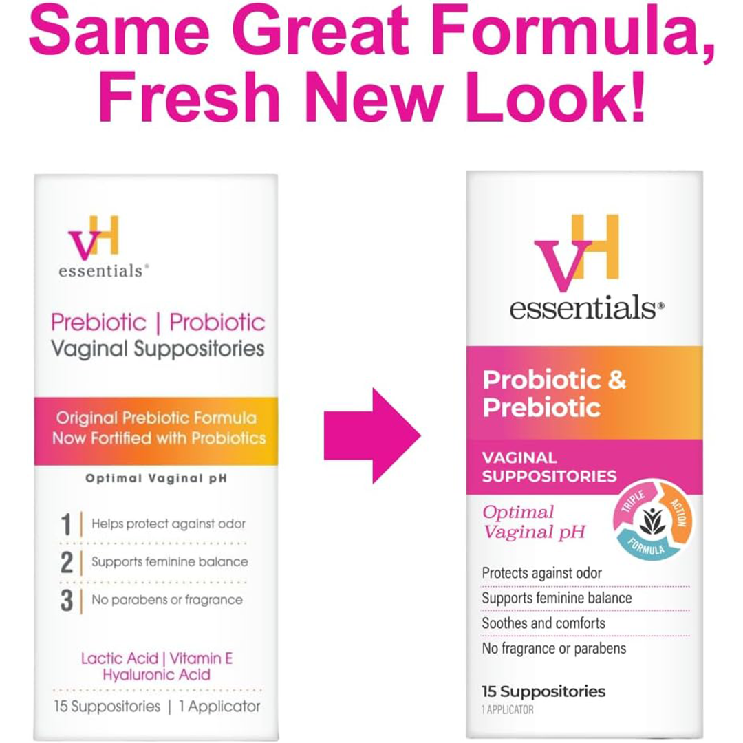 vH essentials Prebiotic Vaginal Suppositories for Feminine pH Balance