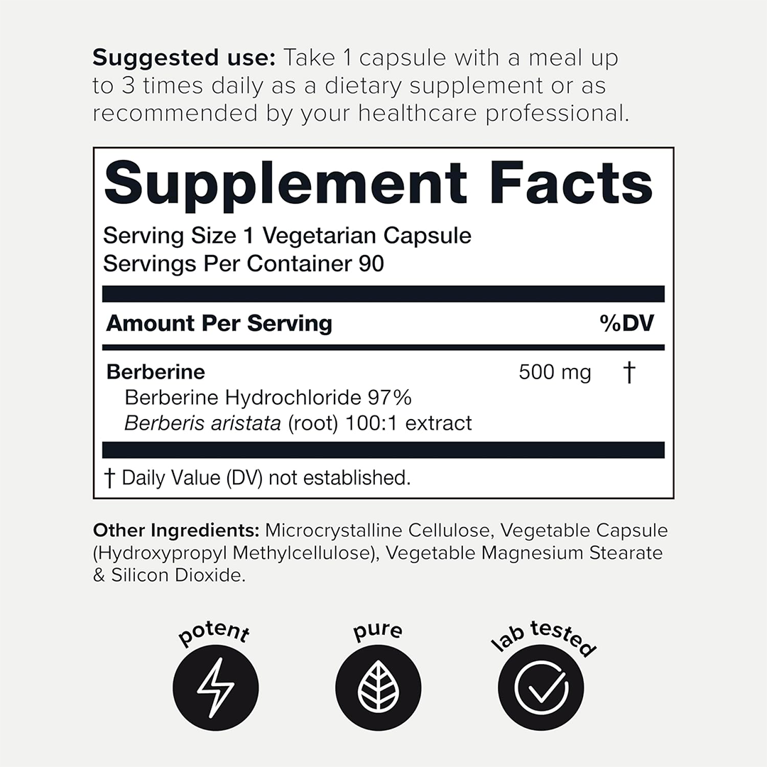 Toniiq Berberine HCl 500mg Capsules