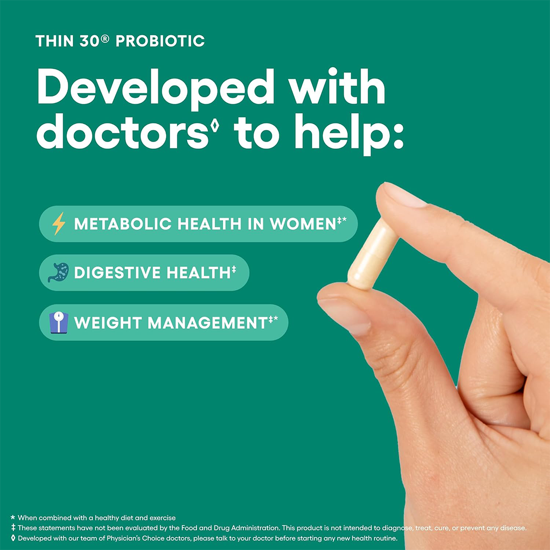 Physician's CHOICE Probiotics for Weight Management & Bloating with Prebiotics, Cayenne & Green Tea (30 Ct)