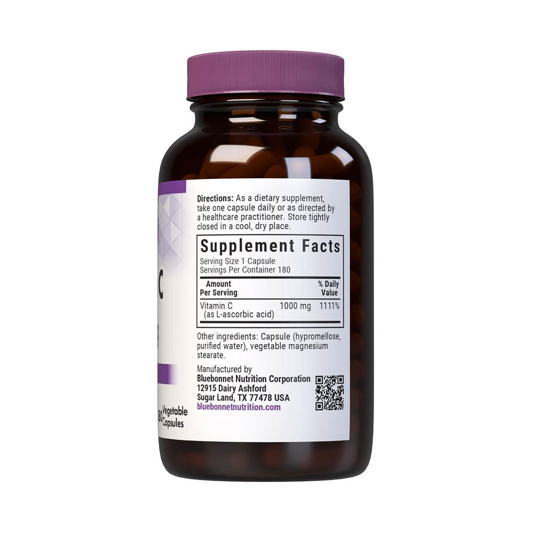 Bluebonnet Vitamin C 1000mg Capsules Immune Health Dietary Supplement 180 Vegetarian Capsules