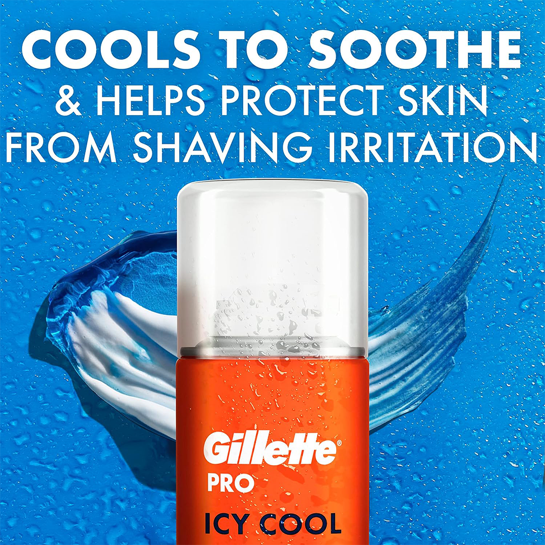 Gillette Pro Icy Cool Menthol Shave Gel 75ml Cooling Men Shaving Gel for Smooth Razor Glide & Fresh Skin Feel