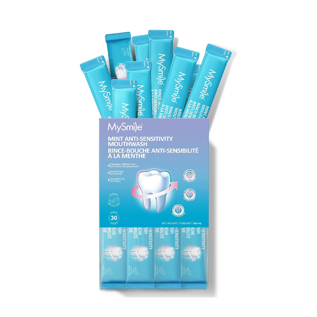 MySmile Nano Hydroxyapatite Mouthwash for Sensitive Teeth Fluoride Free Alcohol Free Fresh Mint Travel Sachets Pack of 30 Total 360ml