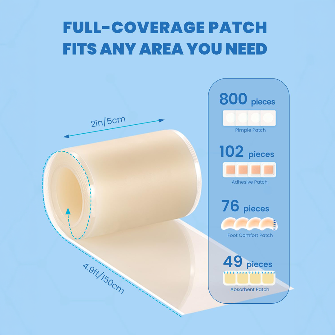 Dr Zitacne Hydrocolloid Roll Tape Cut to Size Skin Friendly Adhesive Patch for Face Heels and Body Five Centimeter by One Point Five Meter
