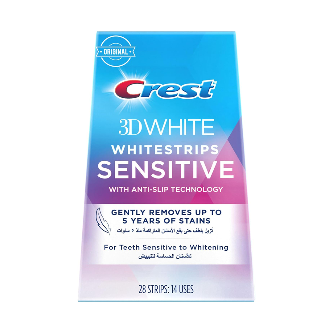 Crest 3D White Whitestrips Sensitive Teeth Whitening Strips 28 Count 14 Treatments
