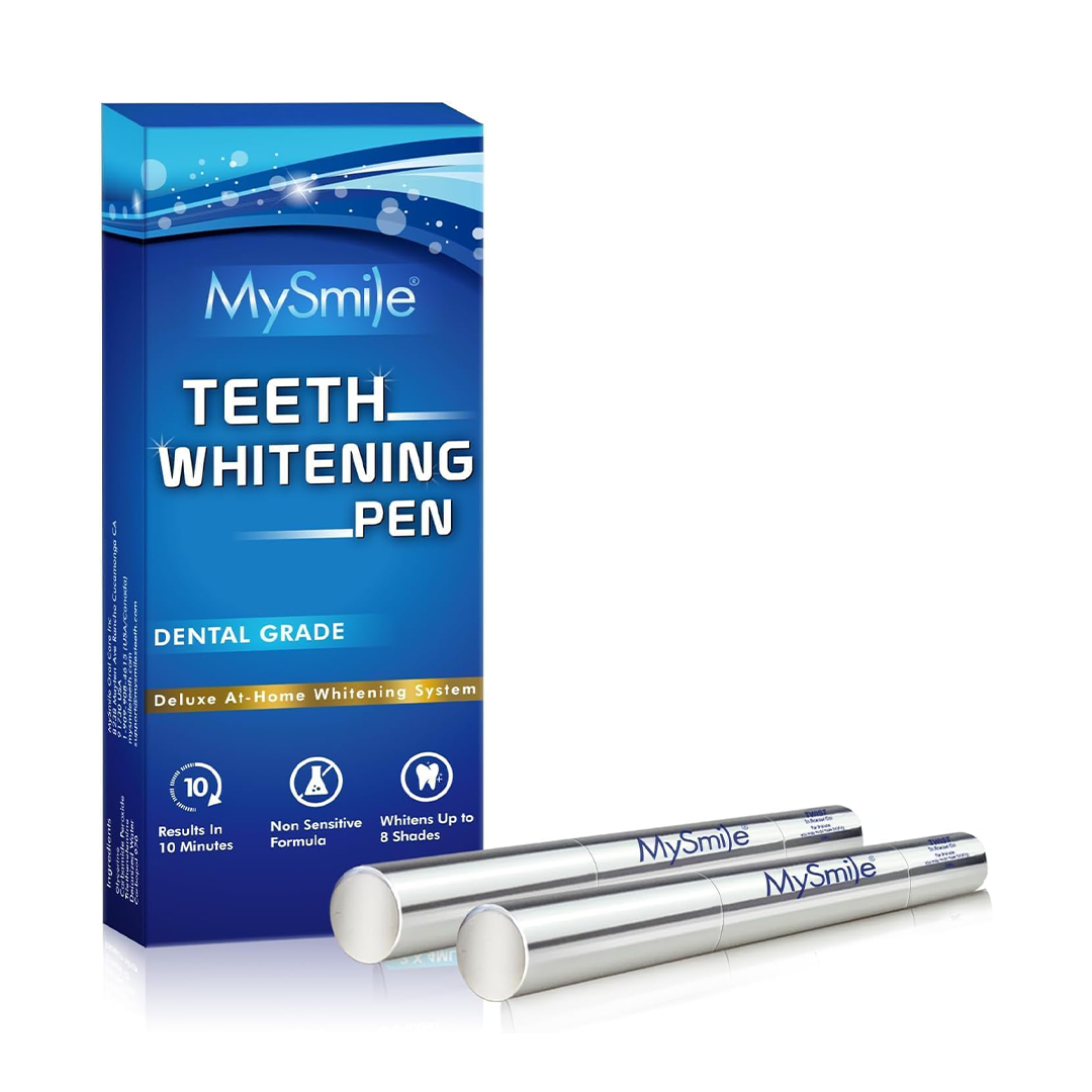 MySmile Teeth Whitening Pen Enamel Safe Gel for Sensitive Teeth Coffee Wine and Smoking Stain Removal Mint Flavor Two Pen Pack