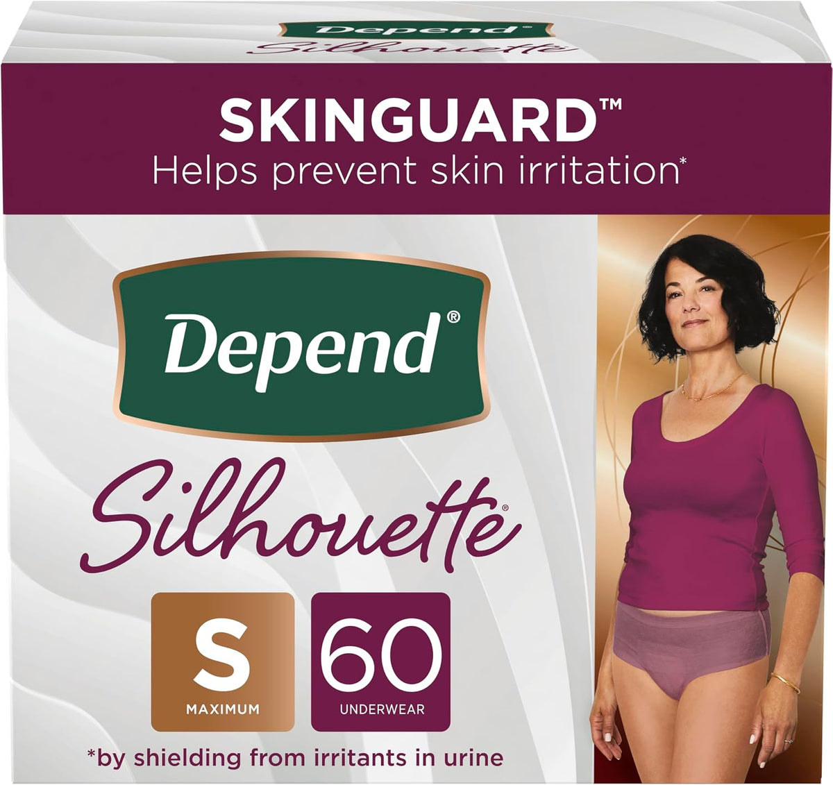 Depend Silhouette Adult Diapers for Women Small, Maximum Absorbency, 60 Count
