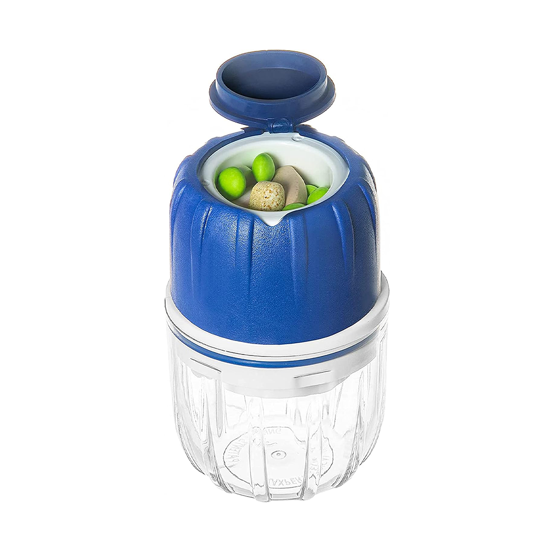 MAXGRIND Pill Crusher and Pill Grinder (Blue), Crushes Pills and Vitamins to Powder, Pill Crusher Pulverizer Grinder, Medicine Cup, Pill Sto