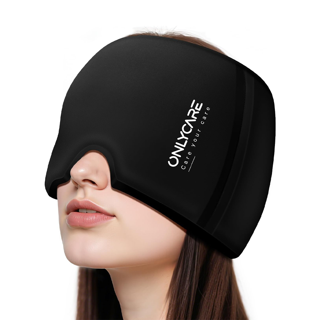 ONLYCARE Upgraded Odorless Headache Hat for Migraine Relief, Migraine Ice Head Wrap, Migraine Relief Cap, Black